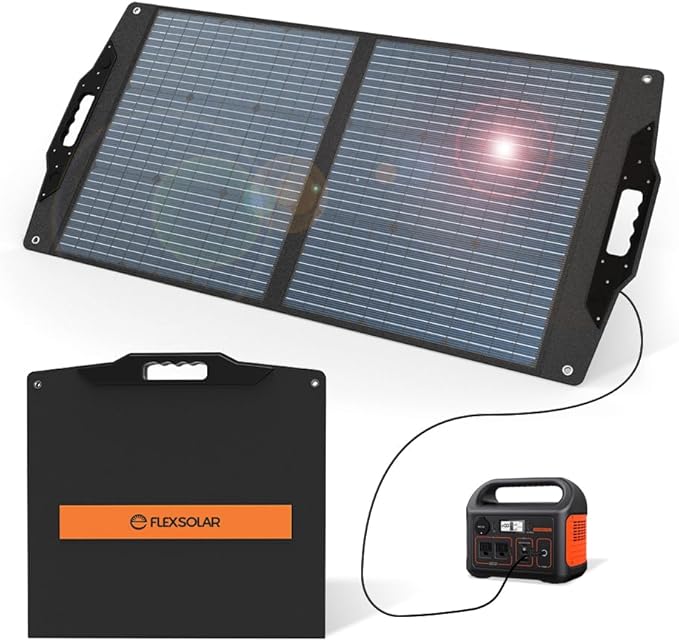 FlexSolar 100W Solar Charger IP67 Waterproof Foldable Panel w/QC3.0/USB-A/C & DC Ports (7909/5521/XT60/Anderson) for Camping, Emergency, Generators, Power Stations, Battery Packs