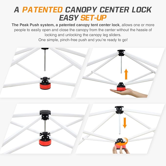 EAGLE PEAK 10x10 Slant Leg Pop-up Canopy Tent Easy One Person Setup Instant Outdoor Beach Canopy Folding Portable Sports Shelter 10x10 Base 8x8 Top (American Icon)