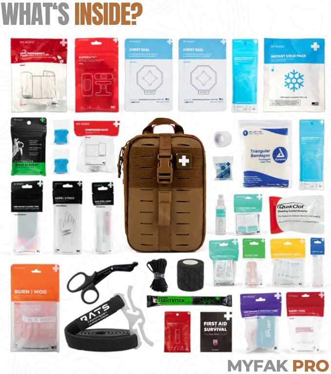 MY MEDIC MyFAK PRO First Aid Kit Bag - Emergency Survival Essentials, Medical Accessories, Rescue Necessities & Supplies for Home, Car, Boat or Travel - Coyote
