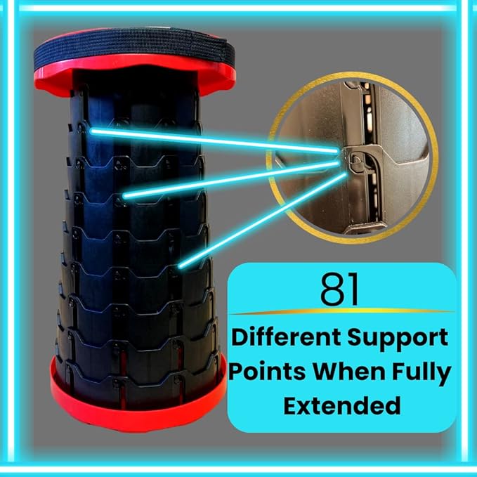 Smith & Barker Upgraded for 2025 Premium Telescopic Folding Stool for Adults and Children Outdoor Indoor Portable Collapsible Foldable Fishing Hiking Camping Festivals Seat (Blue)