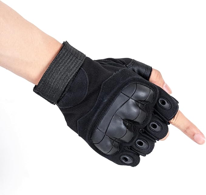 GCSIOM Tactical Fingerless Gloves Breathable, Non-Slip, Impact Resistant, Suitable for Outdoor Cycling, Motorcycle Riding, Rock Climbing