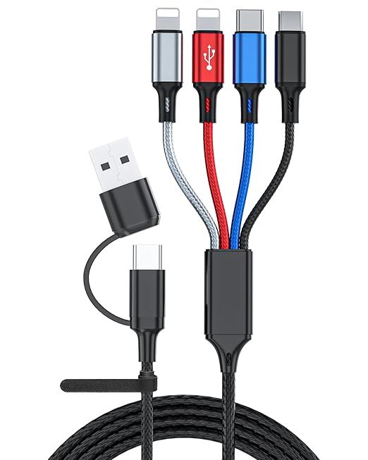 seynli 6-in-1 Multi Charging Cable 6ft, Charging Cables for Multiple Devices, Compatible with Three Types Ports, USB-C, Micro USB - Multi End Charging Cable Supports 2.4A Fast Charging
