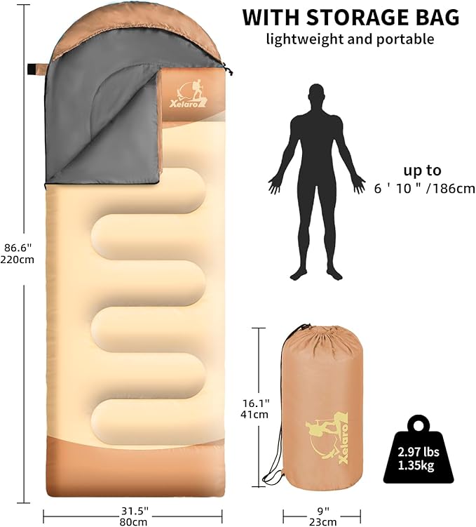 Sleeping Bags for Adults Kids - 3 Season Cold&Warm Weather Waterproof Camping Sleeping Bags - Lightweight Sleeping Bags for Camping Hiking Outdoor Travel