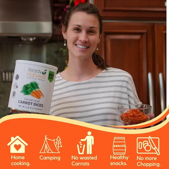 Ready Harvest Canned Carrots Dehydrated Emergency Dried | Prepper Food Long Term Supply Survival 25 Year Shelf Life #10 Can 3lbs 6 Cans