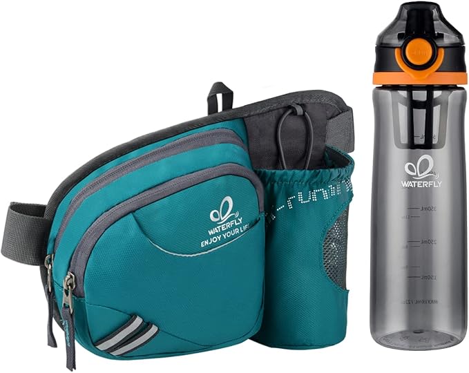 WATERFLY Fanny Pack Waist Bag: Waist Pack for Women Men with Water Bottle Holder Hiking Fanny Pack for Running Walking DogWalking Travel Cycling