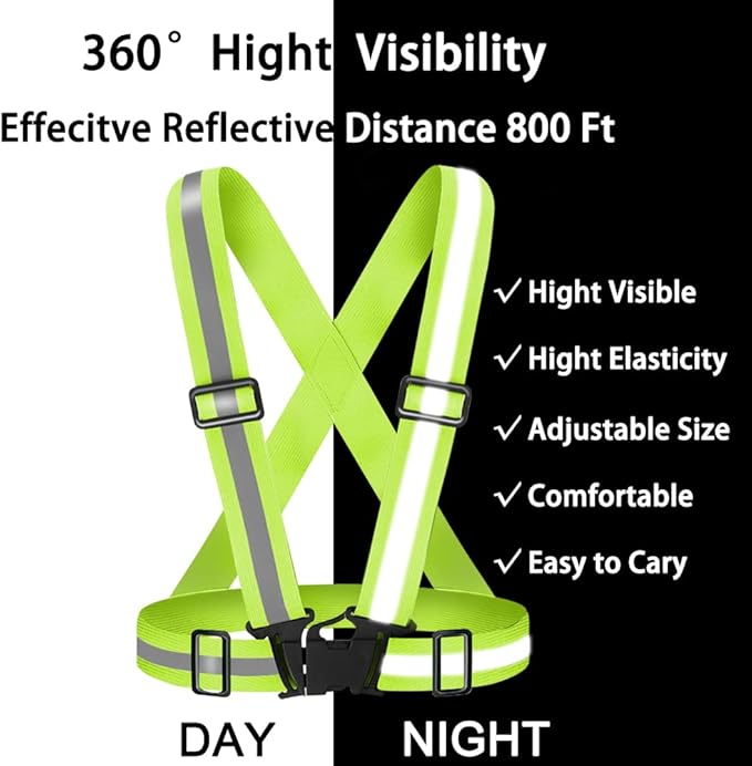 High Visibility Reflective Vest Safety Vest Running Reflective Gear Adjustable Reflective Vest for Walking,Jogging,Hiking,Night Cycling
