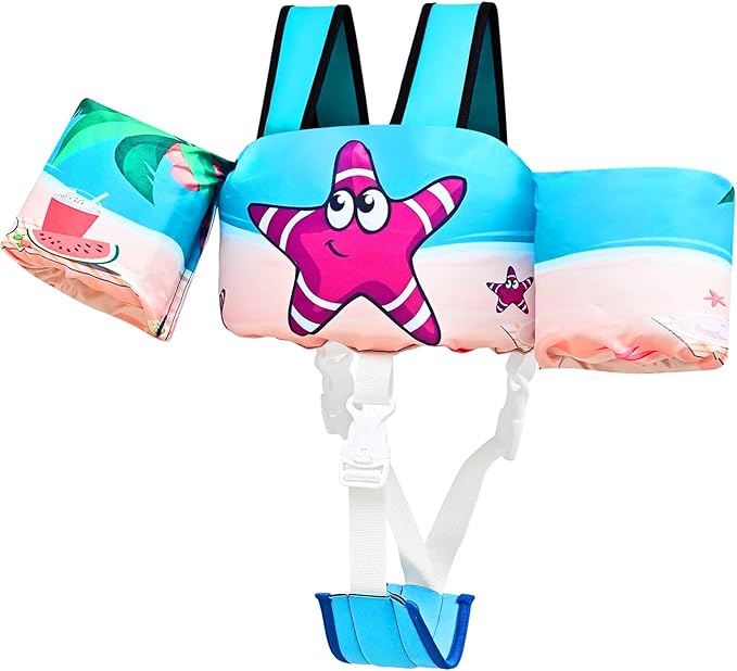 Toddler Swim Vest, Toddler Floaties for 22-66 lbs Boys & Girls, Kids Puddle Jumper Removable with Crotch Strap & Shoulder Harness Arm Wings for 1 2 3 4 5 6 7 Years Old Baby Children Sea Beach Pool