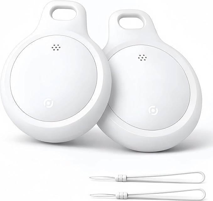 Bluetooth Tracker for Keys, Luggage & Pets – Smart Finder Compatible with iOS & Android, No Monthly Fee, Item Locator by BlissfulTails(2 Pack, White)