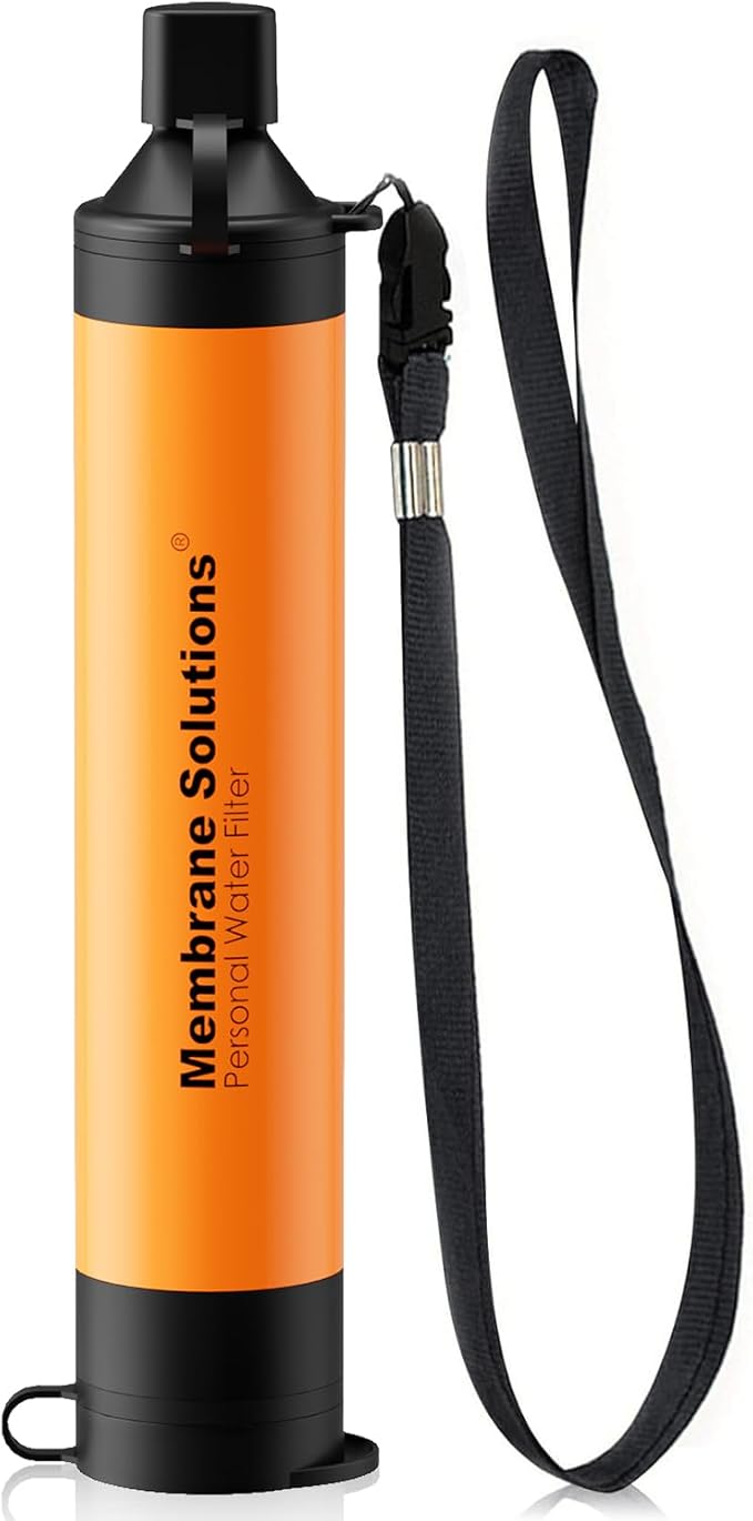 Membrane Solutions Straw Water Filter S1, NSF/ANSI 42&372&401 certificated, Survival Filtration Portable Gear, Emergency Preparedness, Supply for Drinking Hiking Camping Team Family Outing