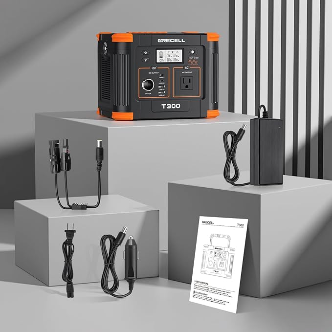 Portable Power Station 300W, GRECELL 230.88Wh Solar Generator with 60W USB-C PD Output, 110V Pure Sine Wave AC Outlet Backup Lithium Battery for Outdoors Camping Travel Home Blackout