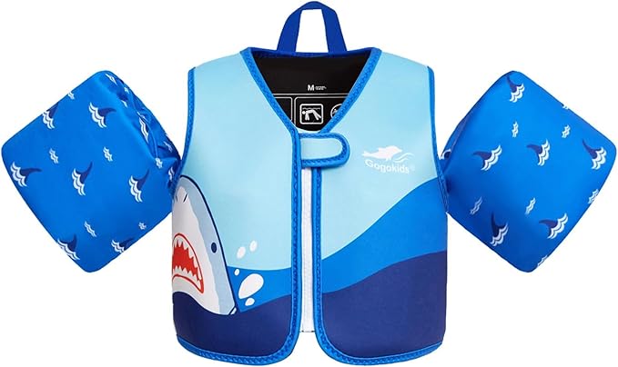 Gogokids Toddler Swim Vest, Kids Floaties for 20-50 lbs Girls & Boys, Buoyancy Jacket Swimming Aid with Water Wings for 2-6 Years, Pool/Beach