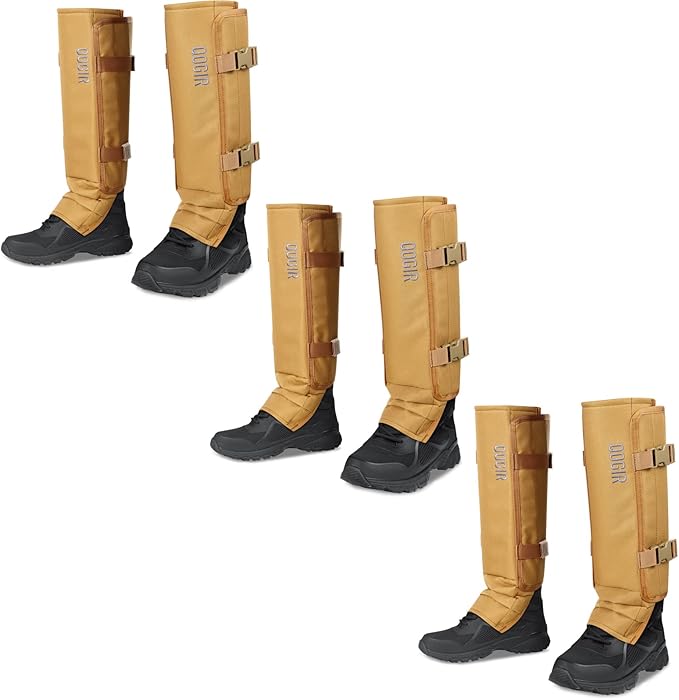 QOGIR Snake Gaiters 3 Pack: Durable Snake Guards for Hunting, Snake Gaiter Leggings for Men & Women, Snake Bite Protection for Lower Legs, Snake Proof Gaiters