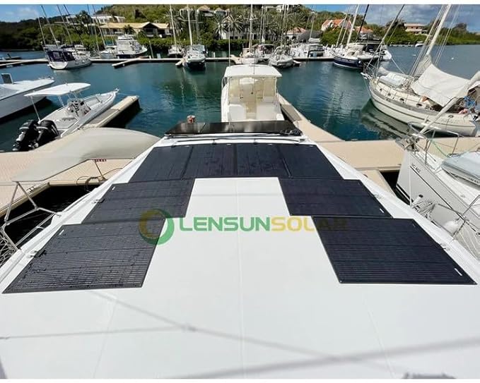 LensunSolar Flexible Solar Panel 240W 12V ETFE, 46.8in x 38in Semi-Flexible Bendable Mono Solar Panel High Efficiency 240 Watt for RV Van Roof TopCamping Home Boat Marin