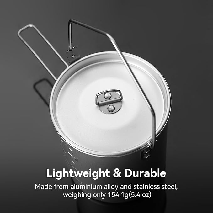 Fire Maple Frost 0.9L Camping Pot Aluminum with Detachable Handle, Backpack Bushcraft Gear, Campfire Cooking Equipment Self-locking Handle