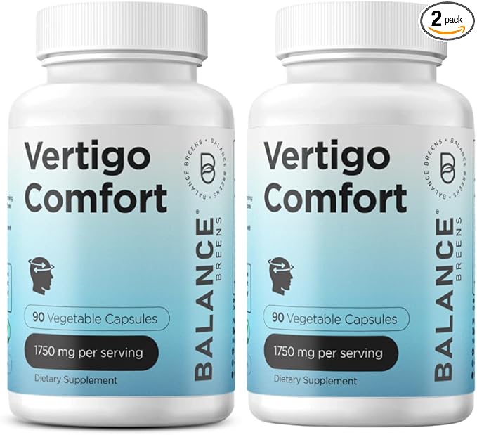 Vertigo Relief Supplement 1750mg, 90 Capsules - Natural Support for Motion Sickness, Dizziness, Tinnitus, Migraines, Inner Ear Balance