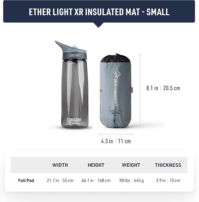 Sea to Summit Ether Light XR Insulated Sleeping Pad, Tapered - Small (66 x 21.5 x 4 inches)