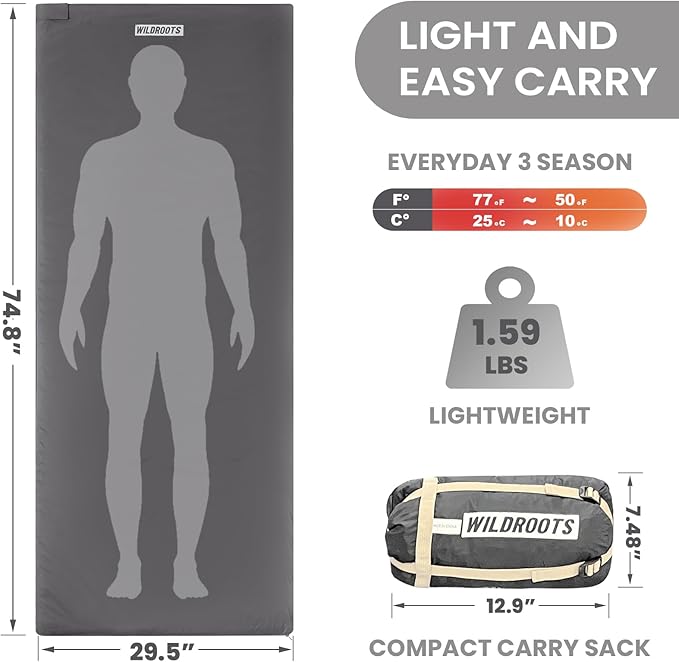 WILDROOTS Outdoor Camping Sleeping Bags for Hiking, Hunting, Travel