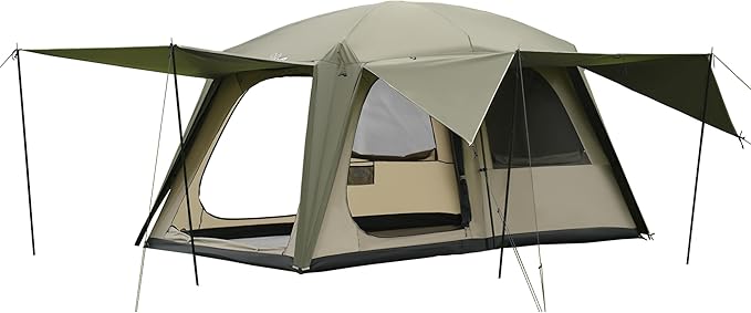 Vidalido 4-6 Person Camping Tent with 3 Door 2 Room Large Family Cabin Tents, Double Layer Waterproof Portable Glamping Tent, Big Tents for Outdoor Camping Hiking and Backpacking