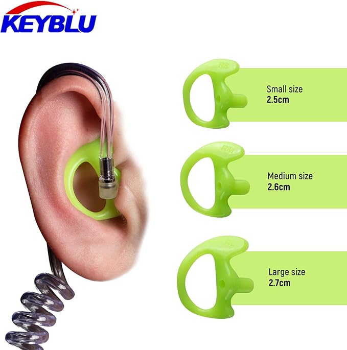 Universal Radio Replacement Earmold, Insert Soft Silicone Earmold Earbud Earplug for Two-Way Radio Coil Tube Audio Kits for Walkie Talkie Acoustic Earpiece Headset (Green, Medium, 2 Pair)