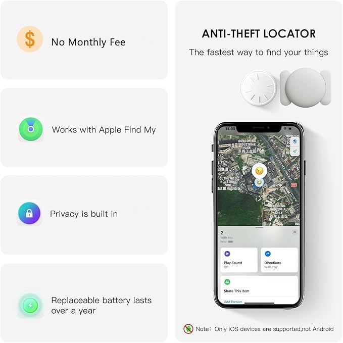 Car GPS Tracking Device for Vehicles,Cars etc,Real Time GPS Tracker for Car Work with Apple Find My(iOS Only),Mini GPS Tracker Vehicles with Magnetic Case-White,1PCS