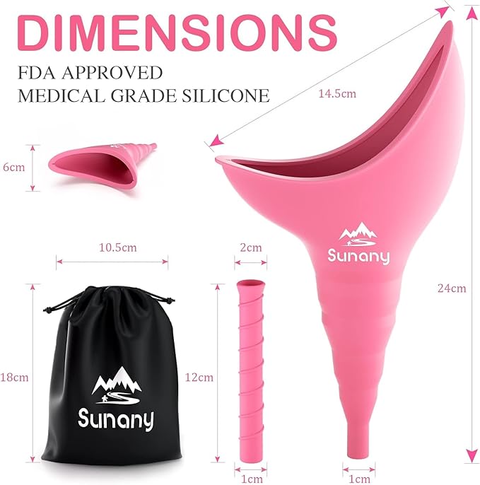 Female Urination Device, Reusable Female Urinal Silicone Women Pee Funnel Allows Women to Pee Standing Up, The Perfect Companion for Camping,Outdoor,Travel（Fuchsia）