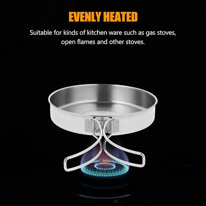 Stainless Steel Camping Frying Pan, 5.82x5.82x1.18inch Portable Outdoor Cooking Pot with Handle Lightweight Non Stick Cookware for Hiking Picnics and Backpacking