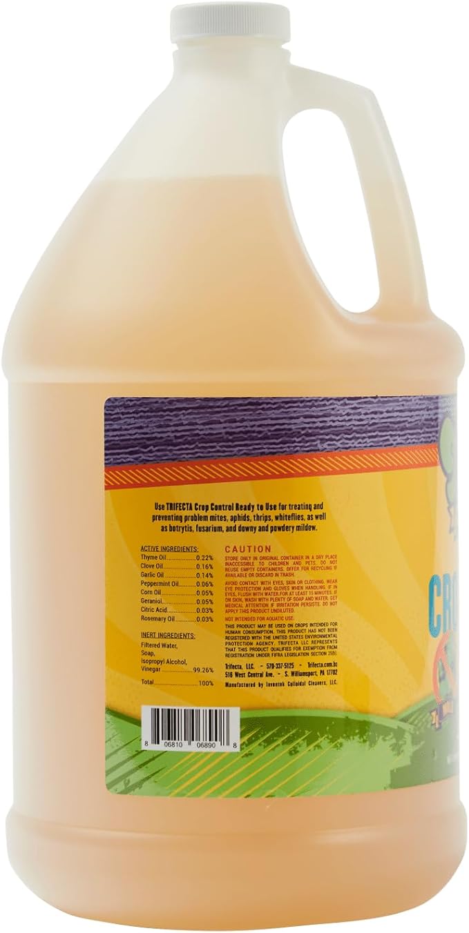 Trifecta Crop Control Insecticidal Soap for Plants | All Natural Fungicide for Plants | Spider Mite Killer Indoor Plants, Food Safe Commercial Grade Pesticide, Herbicide, Spider Mites Spray for Plants