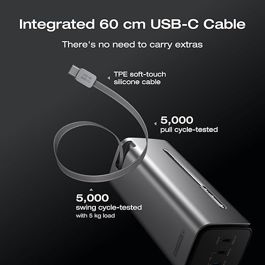 EF ECOFLOW Rapid Pro Power Bank 20000mAh, 230W Max Output with 100W Built-in Cable, 4-Port Portable Charger, Up to 120W Charging Power, Compatible with iPhone Series, Samsung, Laptop and More