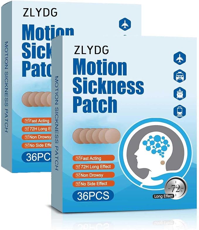 Motion Sickness Patch, 72 PCS Sea Sickness Patch for Cruise,Dizziness Resulted from Travel of Cars, Ships, Airplanes (1 Box) (2 Box)