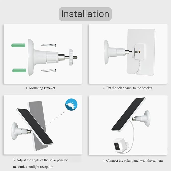 5W Solar Panels for Security Cameras - Compatible with Ring Spotlight Cam(Battery), Ring Stick Up Cam Battery - 9.8 Ft Charging Cable - 1PACK (Not for Spotlight Plus/Pro)