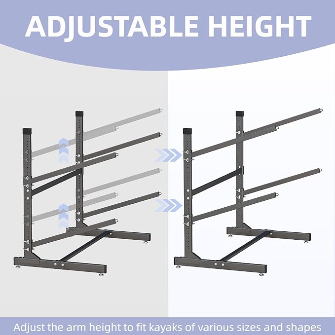 Kayak Storage Rack, Heavy-Duty Metal Kayak Storage Rack Adjustable Freestanding Kayak Stand, Canoe and Paddleboard Kayak Rack for Indoor & Outdoor Use