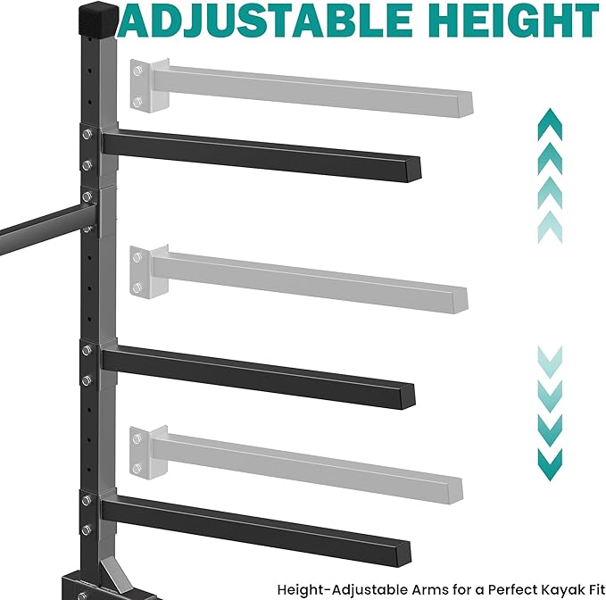 EVERHANGER Kayak Storage Rack, Adjustable Kayak Stand Holder, Freestanding Paddle Board Rack for Kayak, Canoe, Surfboard, 320lbs Capacity