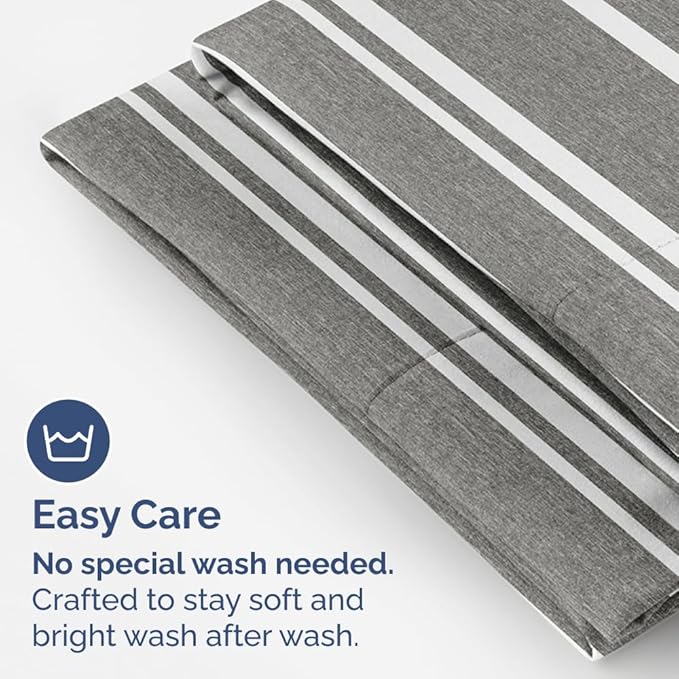 CGK Unlimited Queen Size Microfiber Pillowcase Set of 4 - Soft, Premium Quality, Machine Washable, 20x40, 20x36 & 20x48 Pillows for Sleeping - Grey Stripes 3