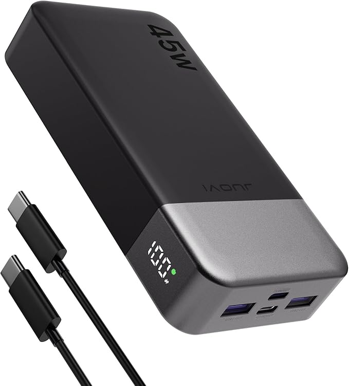 J2621 Power Bank Portable Charger,20000mAh 45W PD3.0 QC 4.0 Fast Charging Battery Pack with LED Display,2 USB-C,2 USB-A for iPhone 15 16, MacBook