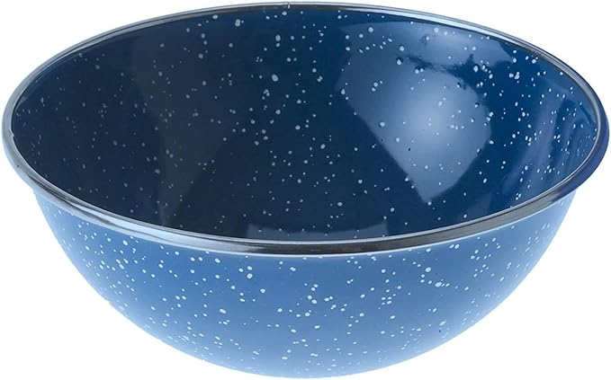 GSI Outdoors Pioneer Enamel 12 Pieces (4-Person) Dish Set I Enamelware Dishes Including Plates, Bowls and Mugs for Camping, Outdoors, RV, Camp, Blue