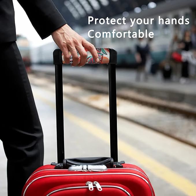 HEYSKAY 3pcs Neoprene Luggage Handle Wrap for Suitcase Identifier Travel Bag Wraps Luggage ID Tags Refrigerator Oven Door Handle Covers (Leaviesx3)