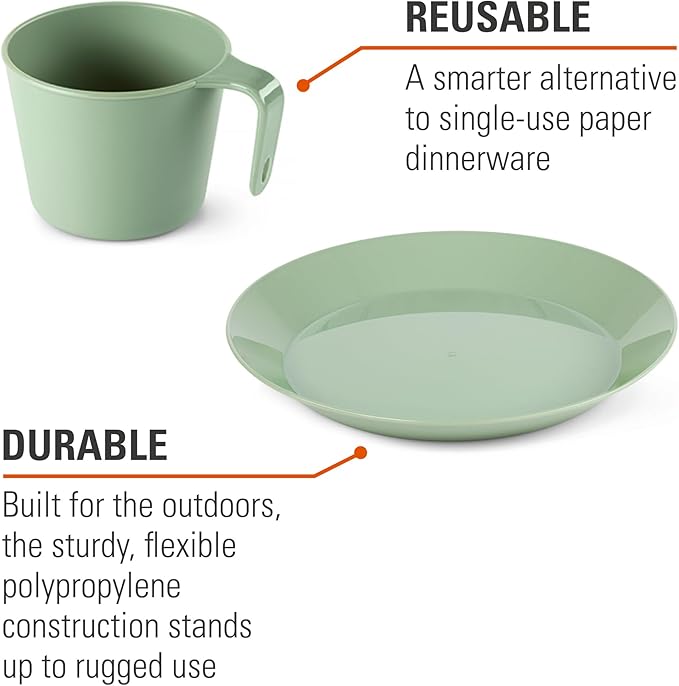 GSI Outdoors Cascadian 1 Person Table Set I 6-Piece Camping, Backpacking Mess Kit, Plastic BPA Free, Plate, Bowl, Mug, Cup & Cutlery Set