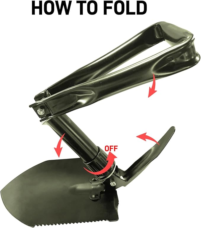 Mini Folding Camping Shovel, Lightweight Portable Small Tactical Survival Shovel, High Carbon Steel Military Shovel Entrenching Tool for Outdoor, Hiking, Digging, Backpacking, Car Emergency, Off Road