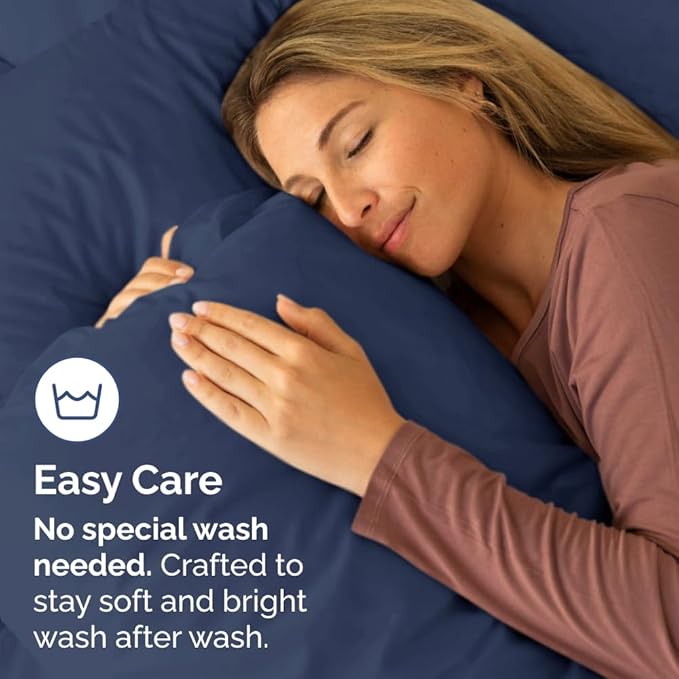 Pillowcases - Ultra Soft Hotel Quality Pillowcase Covers - Comfy, Cozy & Wrinkle Free - Shrinkage and Fade Resistant - Machine Washable Pillow Protectors - (King, Navy Blue, 4 Piece Set)