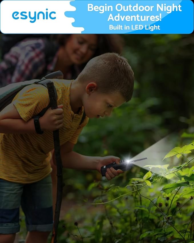 eSynic 3-Pack Professional Walkie Talkies - 5KM Long Range 16CH Durable Two-Way Radios with VOX- Includes 3 Headsets & LED Light, Rain-Resistant for Job Site/Camping/Hiking (3 Pack Family Set)