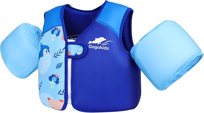 Gogokids Toddler Swim Vest, Kids Floaties for 20-50 lbs Girls & Boys, Buoyancy Jacket Swimming Aid with Water Wings for 2-6 Years, Pool/Beach