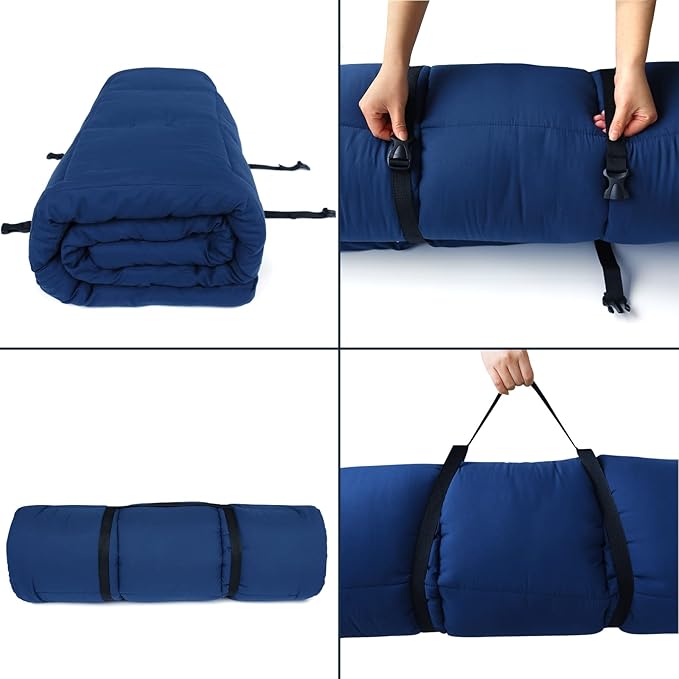 SPRINGSPIRIT Cot Mattress Topper (Improved Thickness), Foam Quilted Pads for Camping, Soft Comfortable Sleeping Cot Mattress Pad Only, Camping Pad 75"x30" for Camp Cot/Rv Bunk/Narrow Twin Beds, Navy