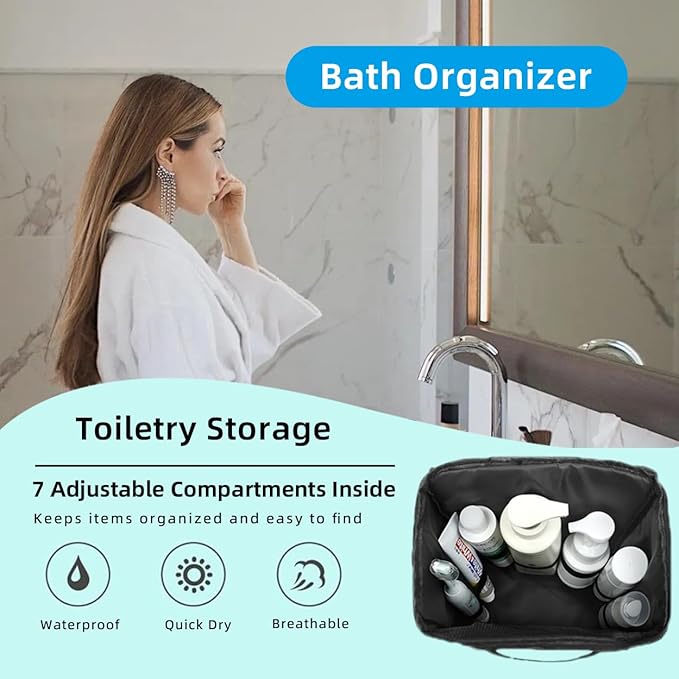 Quick Dry Mesh Shower Caddy Portable, Travel Toiletry Bag,Personal Essentials for Men Women Camping Beach&Dorm Room&travelling&Makeup Organizer,Medium, Black