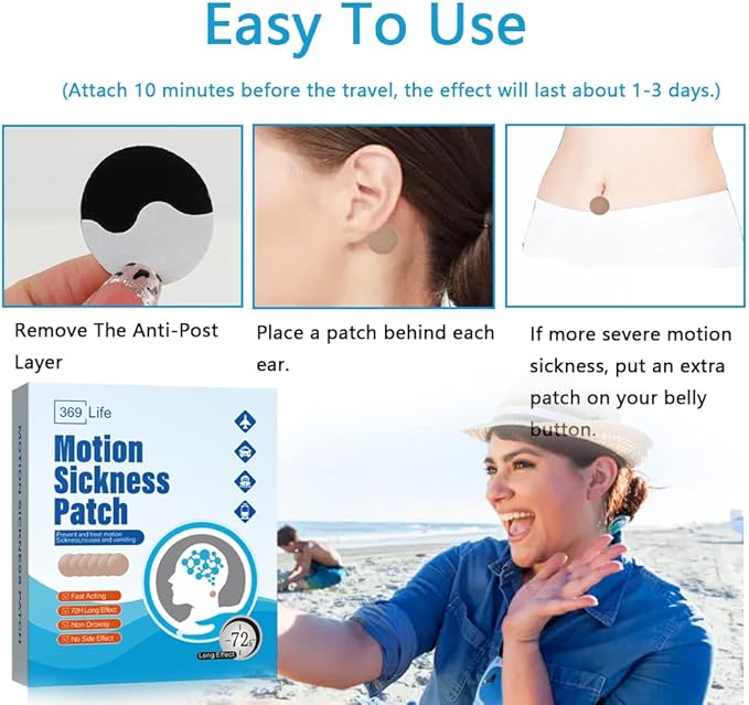 Motion Sickness Patches, Sea Sickness Patch for Cruise - Adults and Kids ((20 Count - Pack of 1))