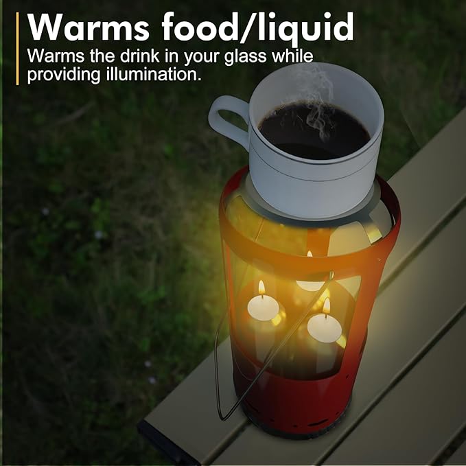 Candle Lantern, Decorative 3-Wick Emergency Candlestick Holder for Pillar Candles, Portable Red Warmer Lantern, Camping Gear for Campers Use, Hanging Handheld, NO Candles Included