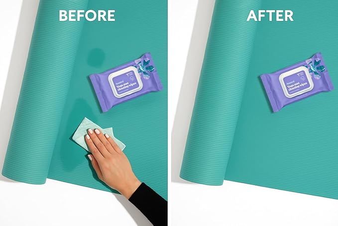 ASUTRA Yoga Mat Cleaning Wipes (Lovely Lavender), 2 Pouches (30 Wipes Each) - No Slippery Residue, Deep-Cleansing for Fitness Gear & Gym Equipment