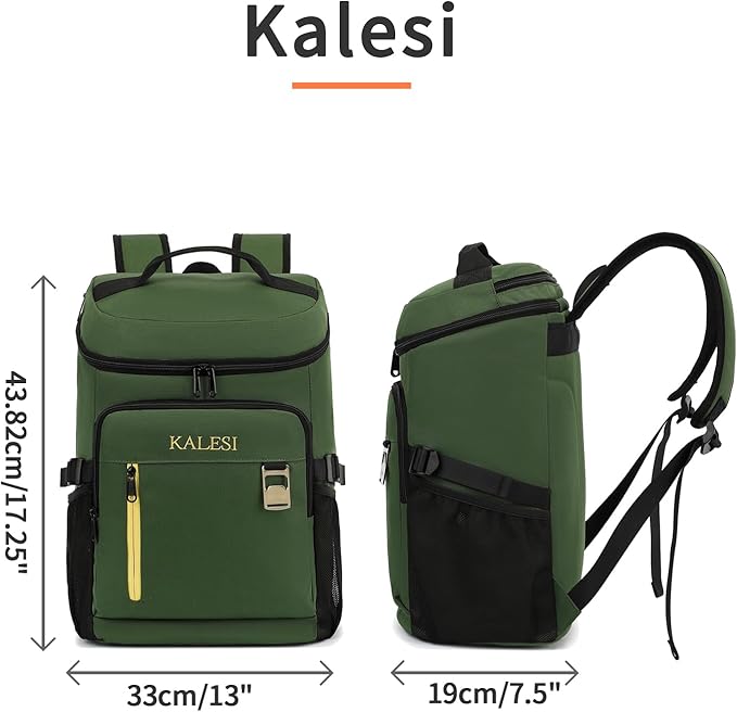 Kalesi Cooler Backpack 36 Cans Lightweight Insulated Backpack Cooler Leak-Proof Travel Camping Lunch Backpack Outdoor Cutlery Backpack for Men and Women