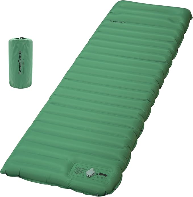 Camping Sleeping Pad,Ultralight Inflatable Camping Pads with Pillow & Foot Pump for Outdoor Hiking Travel Tent Backpacking Trip Car Camp Gear, Airpad Carry Bag,Compact Camping Mat, Green