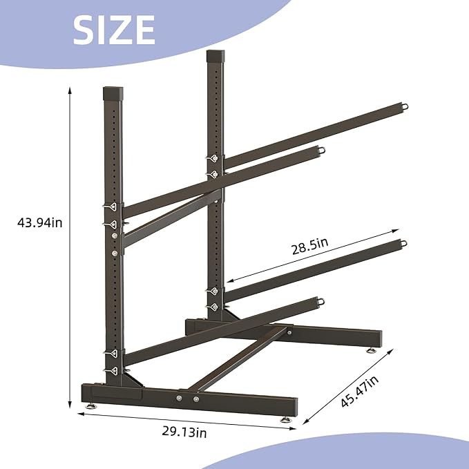 Kayak Storage Rack, Heavy-Duty Metal Kayak Storage Rack Adjustable Freestanding Kayak Stand, Canoe and Paddleboard Kayak Rack for Indoor & Outdoor Use