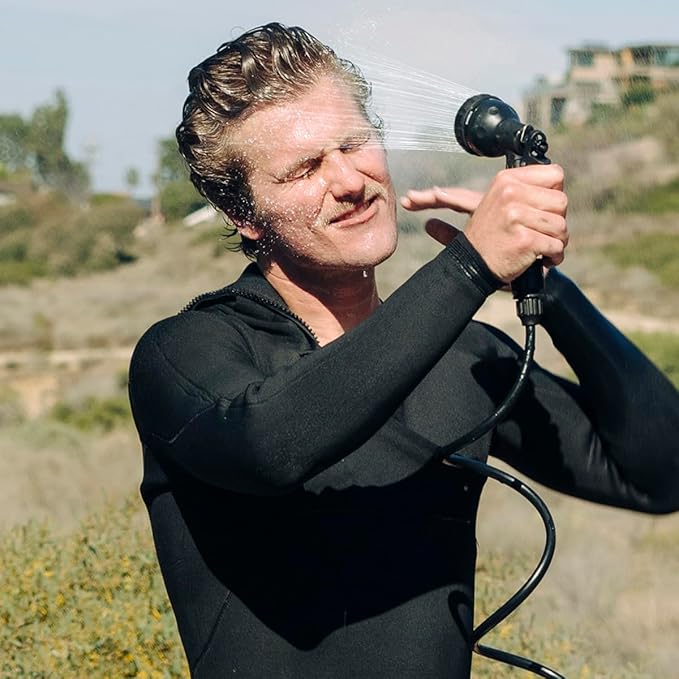 BeachBox Portable Shower Tank – Insulated Hot & Cold Water Tank for Camping, Beach, & Outdoor Adventures – 1.3 Gal Capacity – Multi-Spray Shower Gun – Easy Fill & Carry